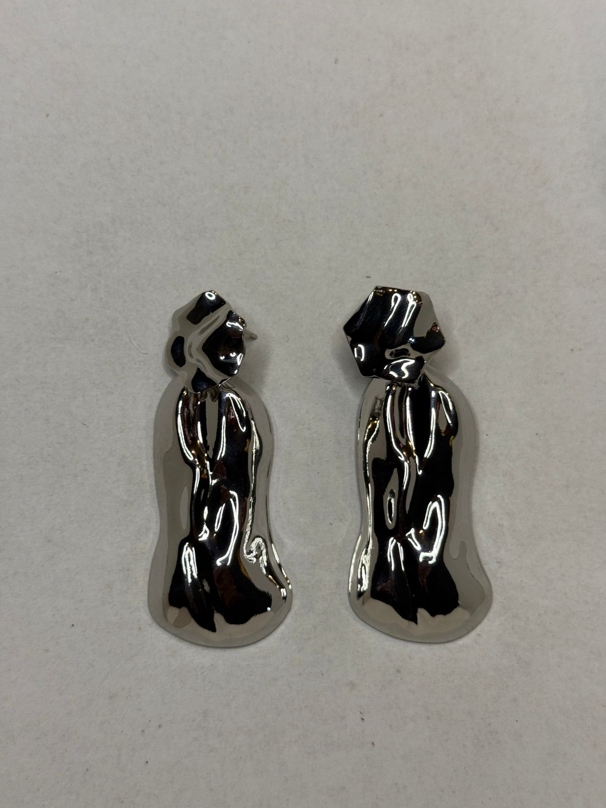 Modern Silver Molten Liquid Drop Earrings - Geometric Statement Earrings for Women