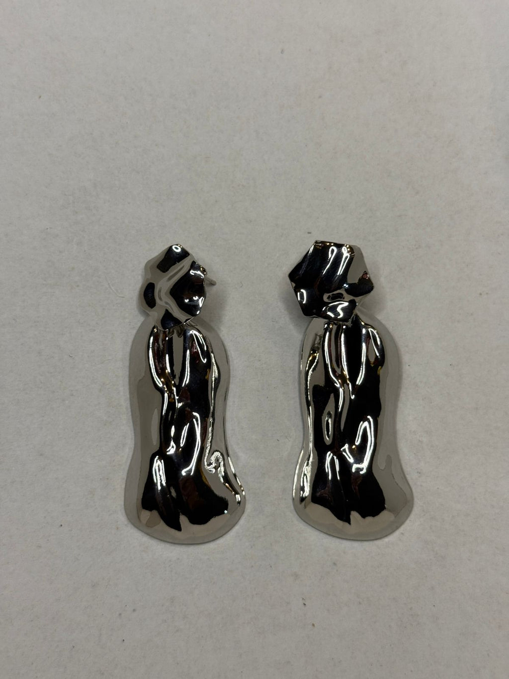 Modern Silver Molten Liquid Drop Earrings - Geometric Statement Earrings for Women