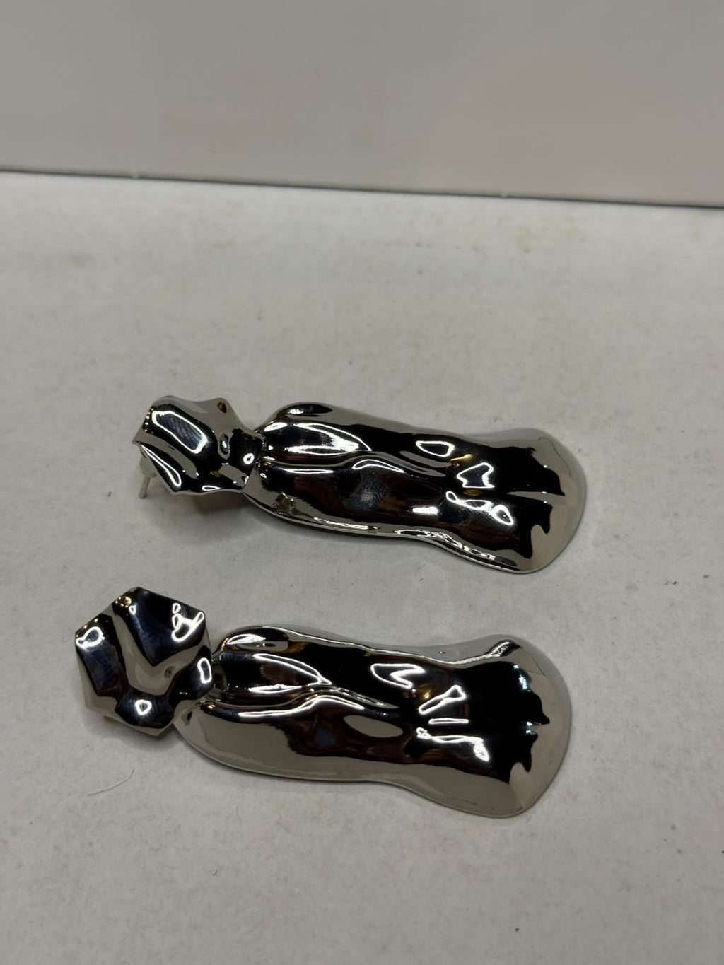 Modern Silver Molten Liquid Drop Earrings - Geometric Statement Earrings for Women